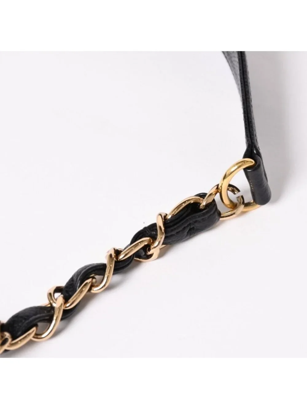 Chanel Chain Shoulder Bag Quilted Caviar Leather CC Logo Black Pouch